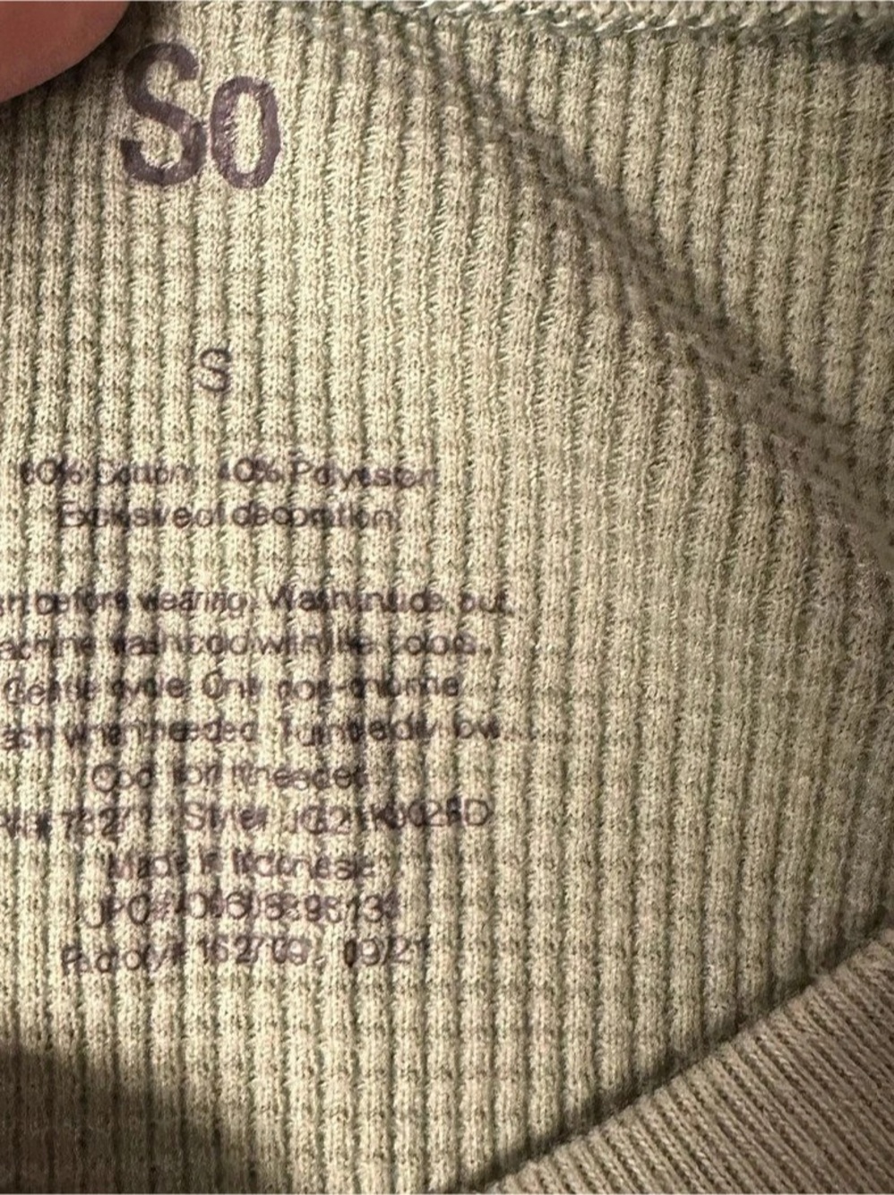 SO Ribbed Cropped waffle Sweatshirt Small - Picture 3 of 3